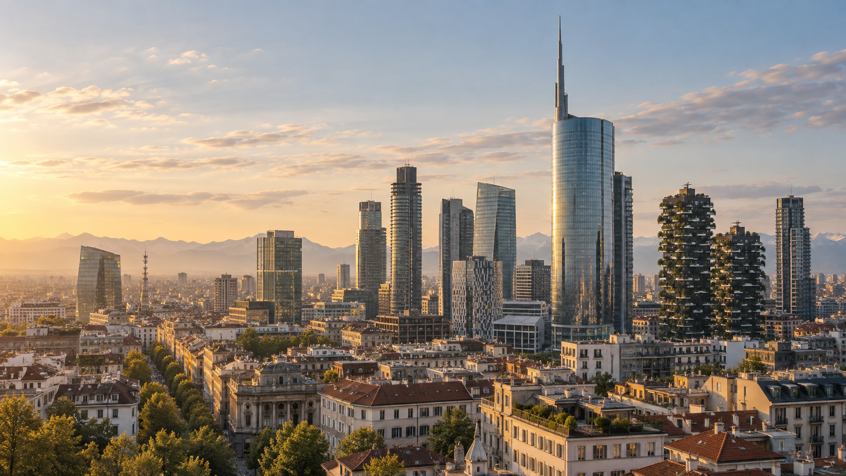 Skyline di Milano Porta Nuova con la torre Unicredit